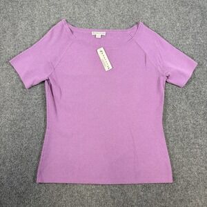 Pendleton Top Womens Large Purple Short Sleeve Shirt‎ Nylon Blend New